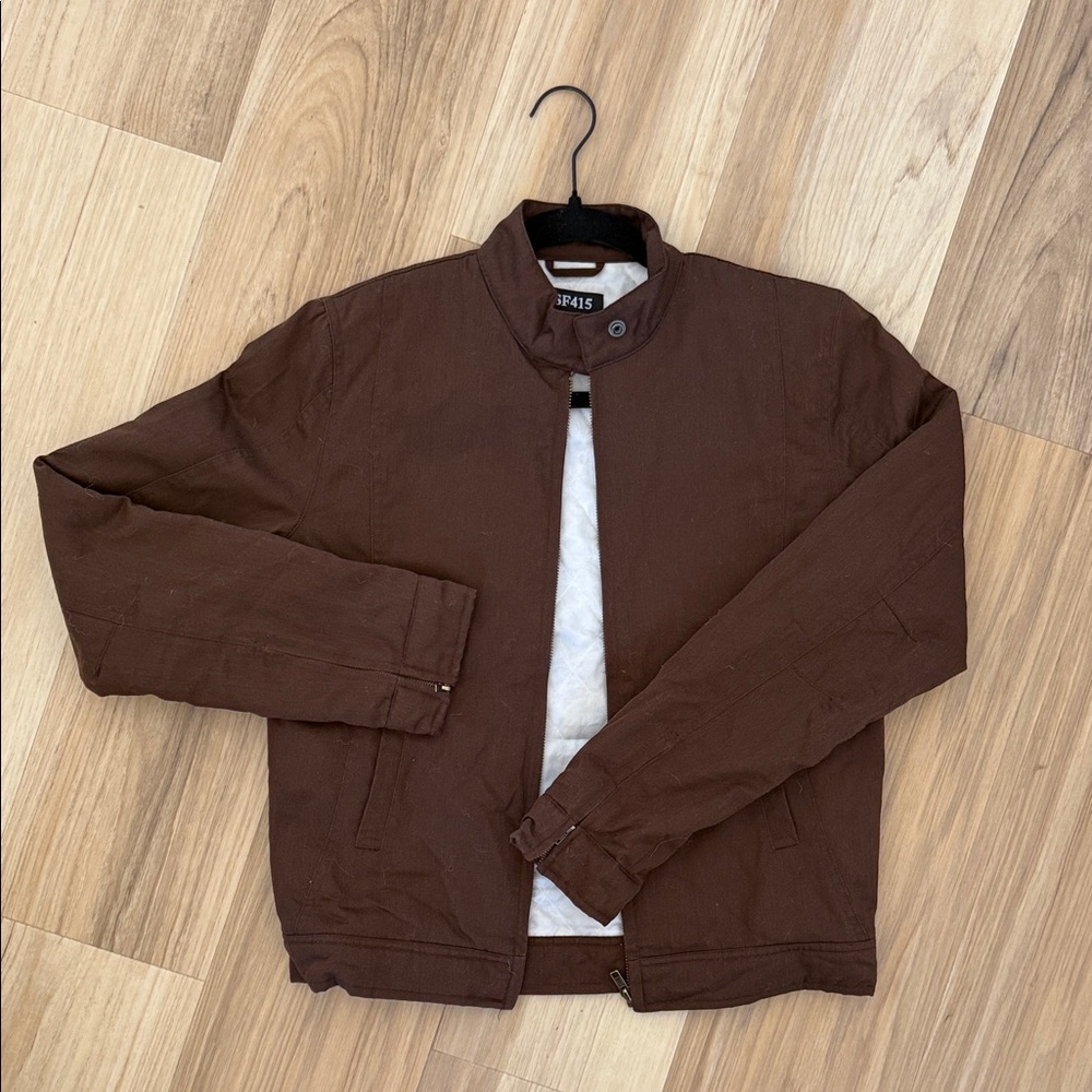 Chocolate Brown Zip-Up Bomber Jacket | SF415